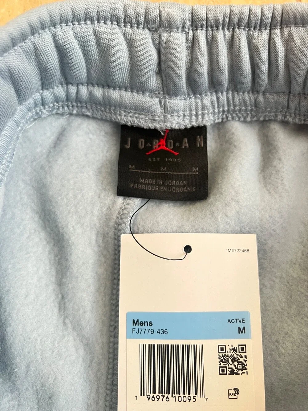 Size M - Jordan Men's Dri-FIT Crossover Fleece Pants UNC Light Blue (FJ7779-436)